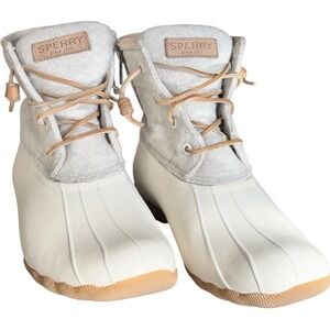 Sperry Saltwater Emboss Duck Boots Women’s Size 8.5 Waterproof Wool Zip
